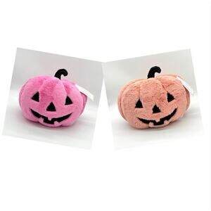 2 Cupcakes & Cashmere Pink & Rosette 3D Koda Jack O Lantern Pumpkin Pillow Set